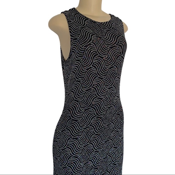 Silver Metallic Glitter Stretch Maxi Fitted Black Prom Evening Dress - Picture 3 of 9